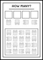 quantas caixa de presente, jogo para crianças. ilustração vetorial, planilha para impressão vetor