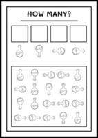 quantas garrafa de poção, jogo para crianças. ilustração vetorial, planilha para impressão vetor