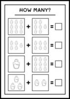 quantas garrafa de poção, jogo para crianças. ilustração vetorial, planilha para impressão vetor