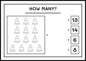 quantos sino de natal, jogo para crianças. ilustração vetorial, planilha para impressão vetor