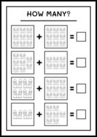 quantos castelo, jogo para crianças. ilustração vetorial, planilha para impressão vetor