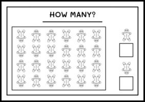 quantos biscoito de gengibre, jogo para crianças. ilustração vetorial, planilha para impressão vetor
