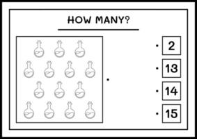 quantas garrafa de poção, jogo para crianças. ilustração vetorial, planilha para impressão vetor