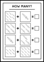 quantas espada, jogo para crianças. ilustração vetorial, planilha para impressão vetor