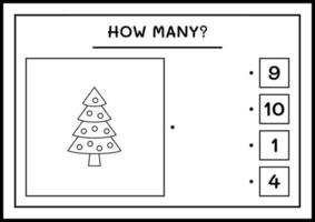 quantas árvore de natal, jogo para crianças. ilustração vetorial, planilha para impressão vetor