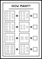 quantos saco de presente, jogo para crianças. ilustração vetorial, planilha para impressão vetor