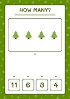 quantas árvore de natal, jogo para crianças. ilustração vetorial, planilha para impressão vetor