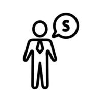 vetor de ícone de dinheiro empresário. ilustração de símbolo de contorno isolado