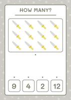 quantas espada, jogo para crianças. ilustração vetorial, planilha para impressão vetor