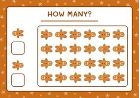 quantos biscoito de gengibre, jogo para crianças. ilustração vetorial, planilha para impressão vetor