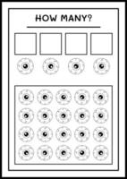 quantos olhos, jogo para crianças. ilustração vetorial, planilha para impressão vetor