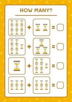 quantas ampulhetas, jogo para crianças. ilustração vetorial, planilha para impressão vetor