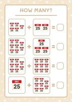 quantos calendário de natal, jogo para crianças. ilustração vetorial, planilha para impressão vetor