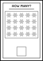 quantos floco de neve, jogo para crianças. ilustração vetorial, planilha para impressão vetor