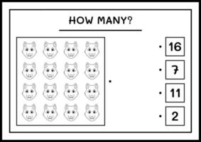 quantos lobo, jogo para crianças. ilustração vetorial, planilha para impressão vetor