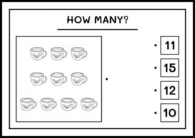 quantas caneca de natal, jogo para crianças. ilustração vetorial, planilha para impressão vetor