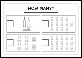 quantas velas de natal, jogo para crianças. ilustração vetorial, planilha para impressão vetor