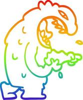 desenho de linha de gradiente de arco-íris desenho animado monstro de halloween vetor