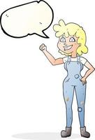 bolha de fala cartoon determinada mulher cerrando o punho vetor
