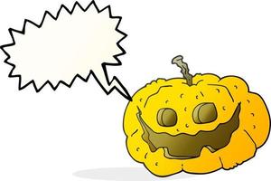 balão de fala desenho animado abóbora de halloween vetor