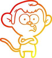 desenho de linha de gradiente quente desenho animado macaco surpreso vetor
