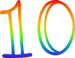 desenho de linha gradiente arco-íris desenho número 10 vetor