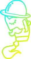 homem de desenho animado de desenho de linha de gradiente frio usando chapéu vetor