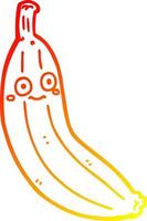 banana de desenho animado de desenho de linha de gradiente quente vetor