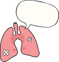 pulmões de desenho animado e bolha de fala vetor