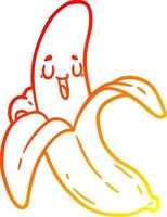 banana de desenho animado de desenho de linha de gradiente quente vetor