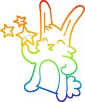 desenho de linha gradiente arco-íris desenho animado coelho feliz vetor