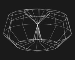 grade distorcida cibernética, elemento de design retro punk. grade de geometria de onda de wireframe em fundo preto. ilustração vetorial vetor