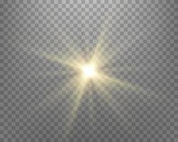 reflexo da lente da luz solar, flash do sol com raios e holofotes. ilustração vetorial. vetor