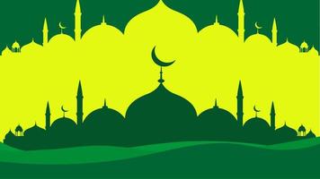 fundo islâmico verde árabe melhor elegante para ramadan kareem eid mubarak design de modelo de banner de cartão de saudação com área de espaço de cópia vetor