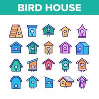conjunto de ícones de elementos de coleção de casa de pássaros vetor