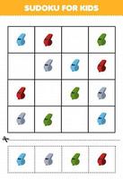 jogo de educação para crianças sudoku para crianças com desenho de instrumento de música apito planilha para impressão vetor