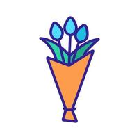 tulipas no vetor de ícone de embalagem. ilustração de símbolo de contorno isolado