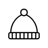chapéu com pompom com ilustração de contorno de vetor de ícone de listras de lapela horizontal