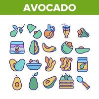 conjunto de ícones de coleção de vegetais de abacate
