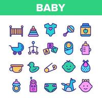 coleção de brinquedos de bebê e elementos vetoriais conjunto de ícones