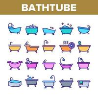 conjunto de ícones de coleção de banheira e chuveiro vetor