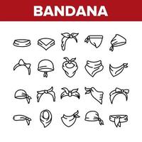 conjunto de ícones de elementos de coleção de chapéus de bandana vetor