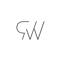 carta qw simples vetor de logotipo linear fino
