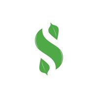 letra s folha verde símbolo geométrico simples vetor de logotipo