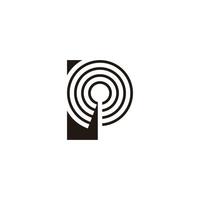 letra p sinal de movimento vetor de logotipo de design de linha fina