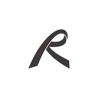 letra r curvas simples vetor de logotipo plano de linha 3d