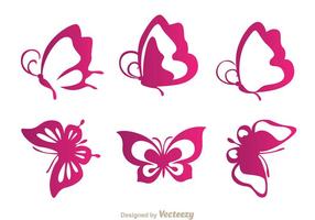 Ícones roxos da borboleta vetor