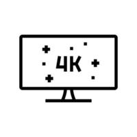 ilustração em vetor ícone de linha de exibição de computador de resolução 4k