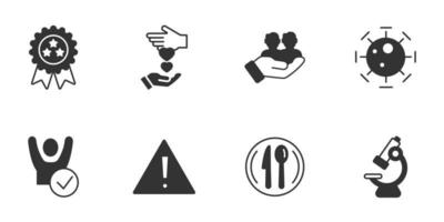 conjunto de ícones de segurança alimentar. elementos do vetor de símbolo de pacote de segurança alimentar para web infográfico