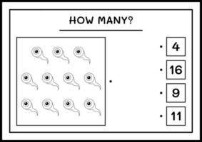 quantos olhos, jogo para crianças. ilustração vetorial, planilha para impressão vetor